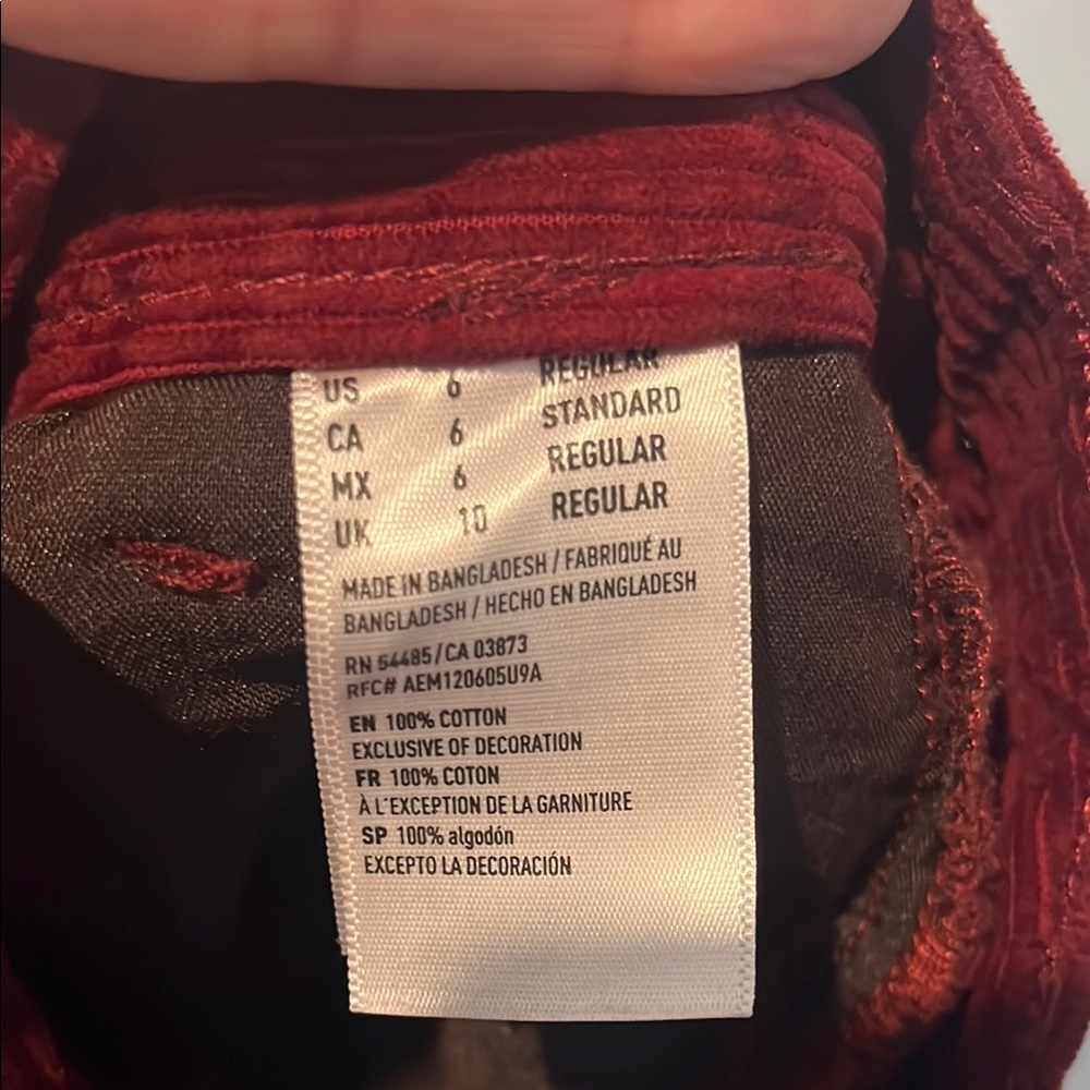 American Eagle Outfitters High Rise A-Line Burgundy Corduroy Skirt - Picture 8 of 8